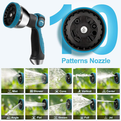 Retractable Garden Hose Reel - 5/8 inch x 60 ft Wall Mounted Hose Reel with 10 Pattern Nozzle & Any Length Lock, Heavy Duty Water Hose Supports Automatic Rewind & 180° Swivel, Black