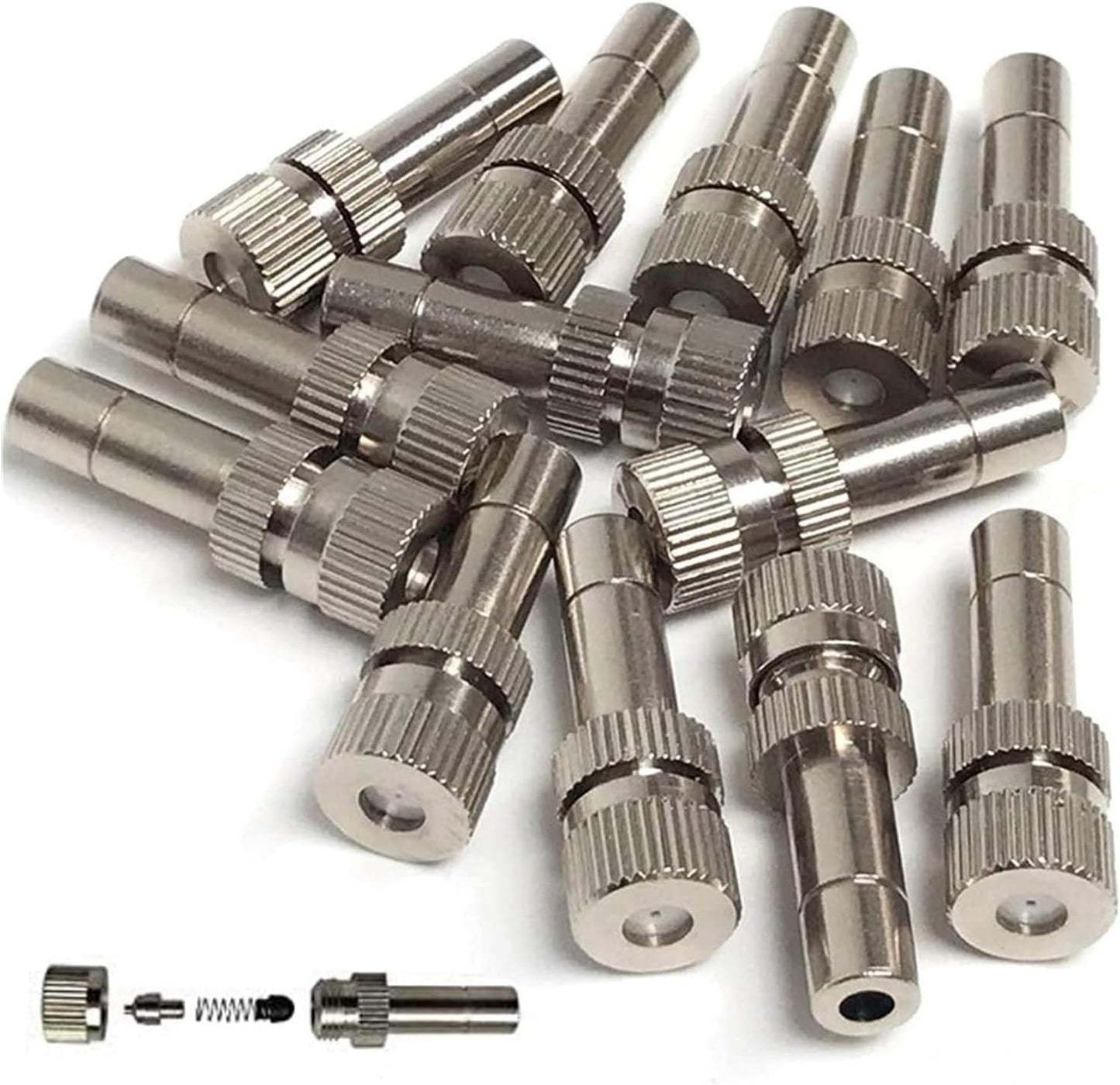 20pcs Brass Mister Nozzles, 6mm Misting Nozzles for Outdoor Cooling System, Landscaping, Air Humidification, Greenhouse Irrigation (without Filter, 0.004"/0.1mm Orifice)