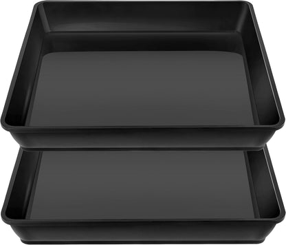 Square Plant Saucer 12 Inch 2 Pack, Durable Plastic Plant Trays Plant Pot Saucers, Square Planters for Indoors and Outdoors Plants, Garden Large Plant Saucers for Pots Black.