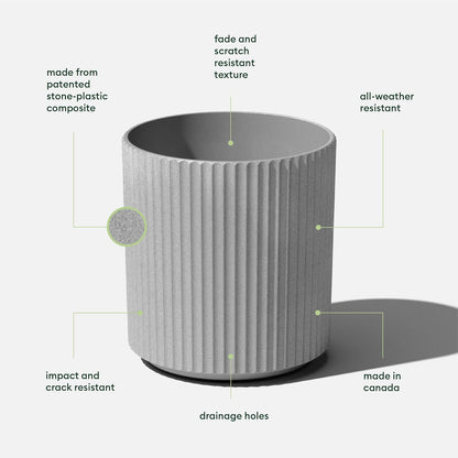 Veradek Demi Series Round Planter for Porch, Patio, Backyard | Durable Plastic-Concrete Material | Modern Décor for Tall Plants, Flowers
