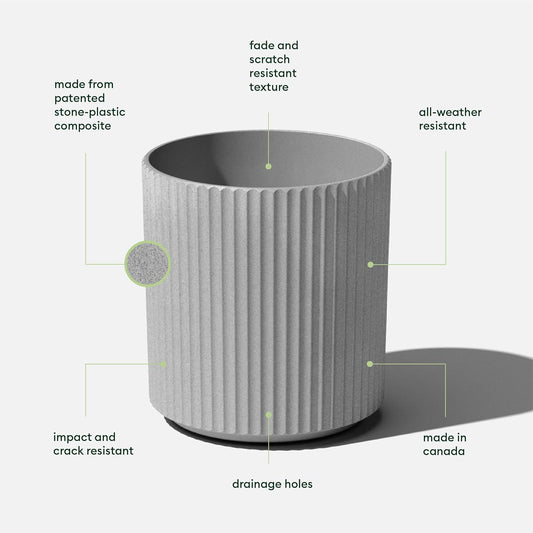 Veradek Demi Series Round Planter for Porch, Patio, Backyard | Durable Plastic-Stone Composite Material | Modern Décor for Tall Plants, Flowers