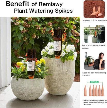 Plant Watering Stakes 8 Pack Automatic Plant Waterers for Vacations, Plant Watering Devices Terracotta Self Watering Spikes for Wine Bottles Great Watering Spikes for Indoor & Outdoor Plants