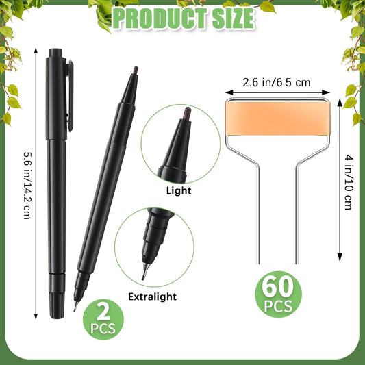 Moxweyeni 60 Pcs Metal Garden Tags Plant Labels for Garden Waterproof Plant Markers with 2 Permanent Pen Planting Nursery Garden Tags Reusable Garden Labels Stake for Plants (Copper Color,4 Inch)