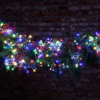 2 Pack Solar Powered Fairy String Lights Outdoor Waterproof 8 Modes Twinkle Christmas Decorations Lights, Each 33ft-100LED, 40ft-120LED, 66ft-200LED, 80ft-240LED, (Multicolor, 33)