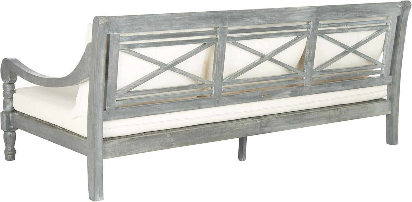 Safavieh Outdoor Collection Pasadena Ash Grey/ Beige Acacia Wood Cushioned Daybed