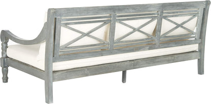 Safavieh Outdoor Collection Pasadena Ash Grey/ Beige Acacia Wood Cushioned Daybed