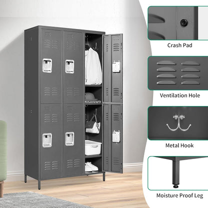 Metal Lockers for Employees, Storage Employee Locker, 72" Storage Lockers with Shelves Steel Cabinet for Home (Black, 6 door-72'')