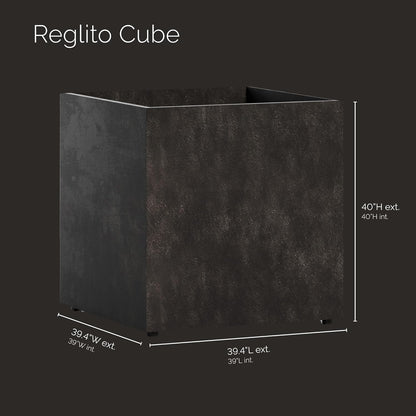 Reglito Cube Planter - 39.4 in x 39.4 in x 39.4 in - Brown Stone