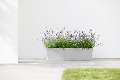 Ecopots Bruges Durable Modern Rectangular Indoor/Outdoor Recycled-Based Composite Flower Pot Planter, White Grey, 31.5"