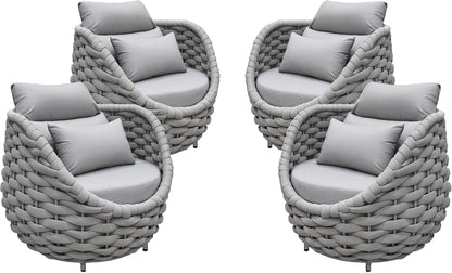 TWT 4 Pieces Patio Sofas, All-Weather Teslin Rope Balcony Furniture with Cushions & Pillows, Patio Couch Outdoor Patio Furniture Set for Indoor, Balcony, Backyard, Deck, Poolside, Grey