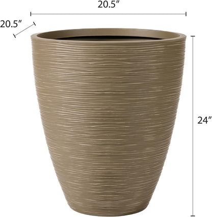 Newport 50‑Gallon Flat‑Back Rain Barrel with Stand & Planter Bundle – Sandstone | Removable Lid, UV-Stabilized Outdoor Water Storage