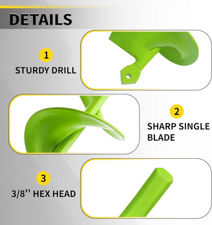 Auger Drill Bit for Planting - 3 x 24 inch Plant Auger for Cordless Drill - Bulb Planter Tool for Bulbs Planting&Holes Digging - 3/8" Hex Drive Drill