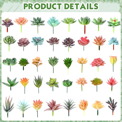 Tigeen 80 Pcs Artificial Plastic Succulents Realistic Textured Assorted Decorative Fake Faux Succulents Unpotted for Lotus Landscape Garden Arrangement