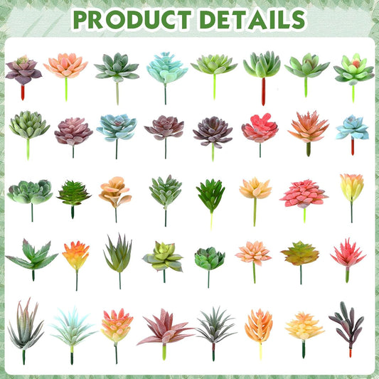 Tigeen 80 Pcs Artificial Plastic Succulents Realistic Textured Assorted Decorative Fake Faux Succulents Unpotted for Lotus Landscape Garden Arrangement