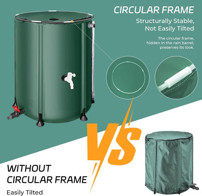 Rain Barrels to Collect Rainwater from Gutter - Portable Water Storage Tank Water Barrel Rainwater Collection System Rain Catcher Include Filter Two Spigots and Overflow Kit (66 Gallon, Green)
