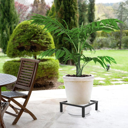 6" Small Metal Duty floor Potted Plant Stand Flower Pot Holder with Saucer Indoor Outdoor Rustproof Iron Garden Container Square Supports Rack for Planter ,2 Pack(back color )
