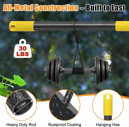 Garden Flat Shovel,60 inch Long Handle Manual Stand Weeding Tool with 2 Spades,Heavy Duty Multifunctional Garden Cleaning Shovel Spade,Floor Scraper for Weeding Edging Snow Ice Removal Tool