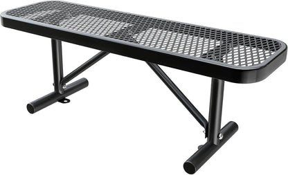 Heavy-Duty Park Bench or Table for Outside - Black Coated Outdoor Furniture Steel Bench, Commercial-Grade Outdoor Benches Weatherproof for Park, Patio, Porch (Black, 4FT (Without Backrest))