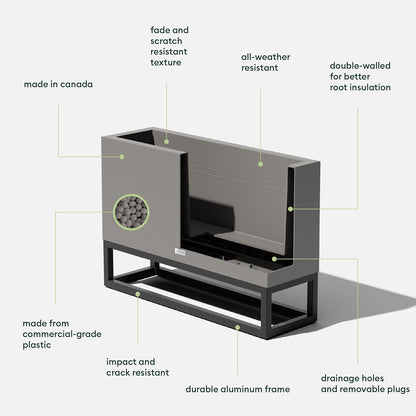 Veradek Block Series Raised Long Box Planter for Patio & Garden | Durable All-Weather Use with Aluminum Stand | Modern Décor for Herbs, Flowers