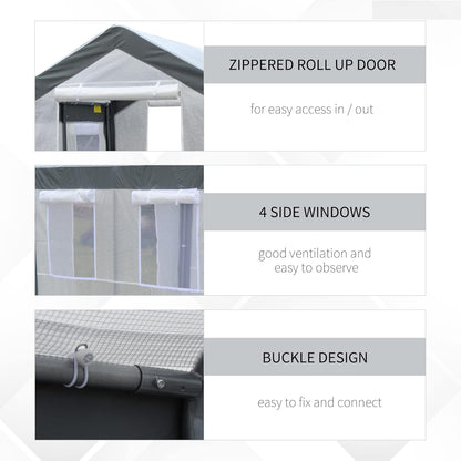 Outsunny 8' x 6' x 7' Walk-in Greenhouse, Outdoor Garden Warm Hot House with 4 Roll-up Windows, 2 Zippered Doors and Weather Cover, White