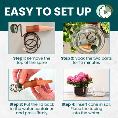 Blumat Classic Plant Watering Stakes with Adapter - Self Watering Planter Insert for Pots - Automatic Plant Waterer & Plant Accessories (5 Pack)