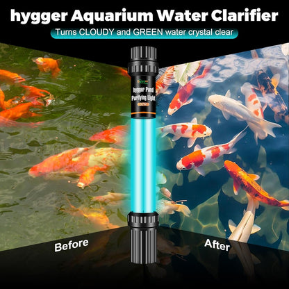 hygger 32W Aquarium U-V Light for 200-2200 Gallon, Pond Water Clarifier for Green Water and Algae Clean, for Koi Pond, Large Fish Tank, Swimming Pool, Cold Plunge, Spa