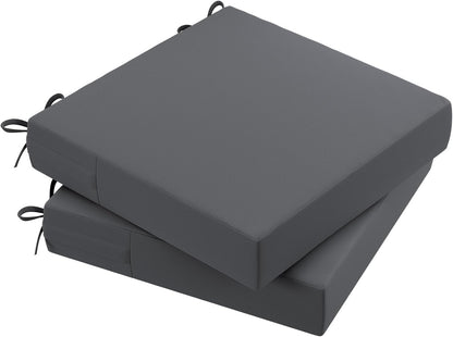 AAAAAcessories Outdoor Seat Cushions for Chairs, Waterproof, Fade-Resistant Patio Furniture Replacement Cushions, 21" x 21" x 4", Set of 2, Dark Gray
