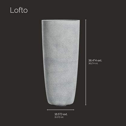 Lofto Tall Planter – Concrete Stone Finish – Fiberglass Indoor/Outdoor and Weather-Resistant Large Planter (16.5" D x 36.4" H Exterior, 15.3" D x 36.2" H Interior)