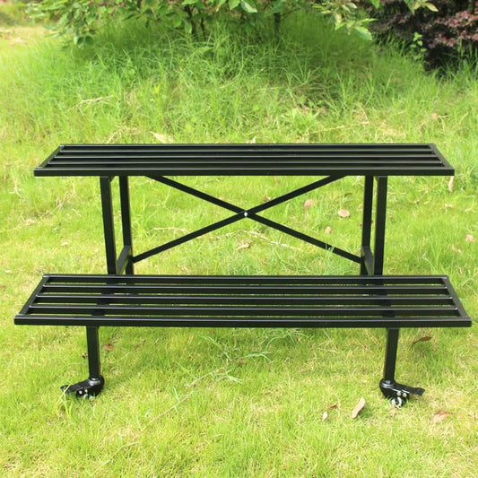 Zhongma 2 Tier Sturdy Metal Plant Stand with Wheels Heavy Duty Plant Holder for Home Indoor and Outdoor,L45.67 x W17.5 x H16.14 inch,440 LBS Capacity & Heavy Duty Construction