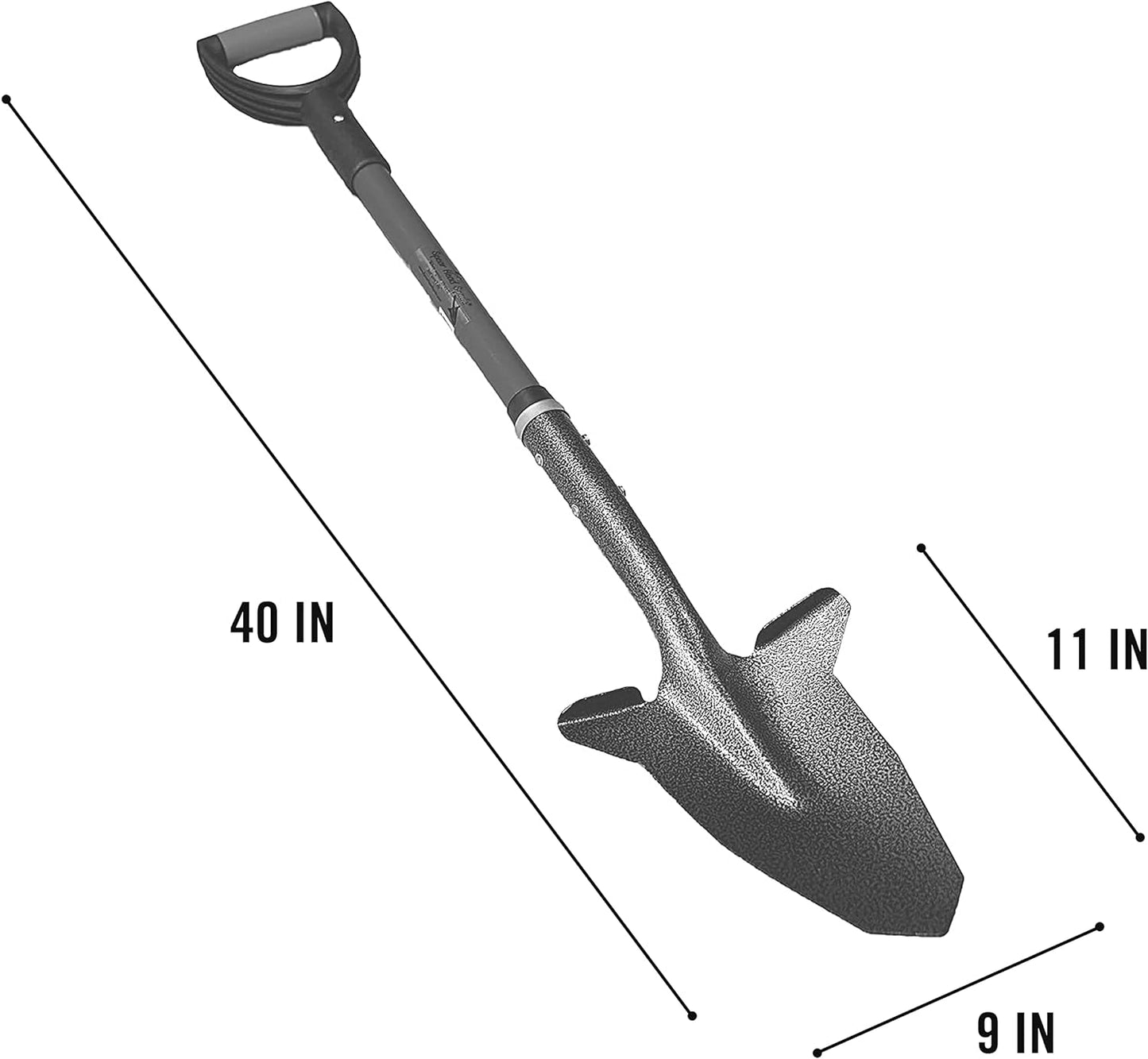 SHFD3 40" Red Garden Spade Shovel - Gardening Shovel with a 9" x 11" Beveled Blade, Steel-Reinforced Fiberglass Long Handle & Cushioned D-Grip - Digging Spade for Planting