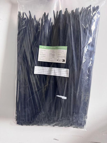 XINGO 1000 PCS Black Zip Ties 12 Inch, 60 LBS Tensile Strength, Self-Locking Nylon Plastic Nylon PA66 Wire Ties for Indoor and Outdoor Use