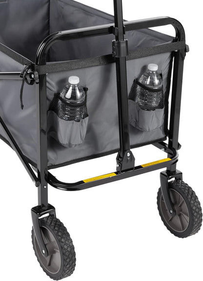 Amazon Basics Collapsible Folding Heavy Duty Utility Wagon for Outdoor Sports, 265 pounds Weight Capacity, Camping, Garden, and Shopping, 27.6 x 40.9 x 20 inches, Gray