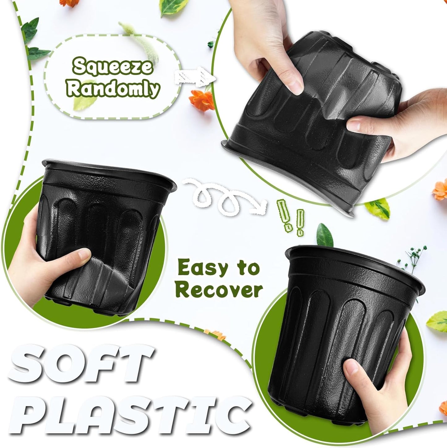 DI QIU REN 50-Pack 1 Gallon Flexible Plant Nursery Pots, Plastic Plant Garden Pots with Drainage Holes, Plastic Flower Plant Seedling Pots with 100Pcs Plant Labels for Plants, Cuttings, Transplanting