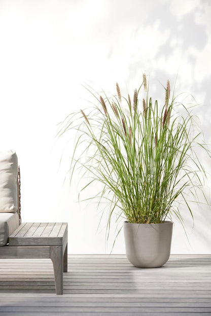 Ecopots Oslo Durable Modern Round Indoor/Outdoor Recycled-Based Composite Flower Pot Planter, Taupe, 10"