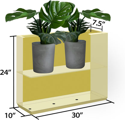 Metallic Heavy Outdoor Span Planter Box, Long and Tall Divider Planters, Flower Pot, Plant Container 30Lx10Wx24H, Bright Yellow, No Assemble and Seamless 30.8 Pounds