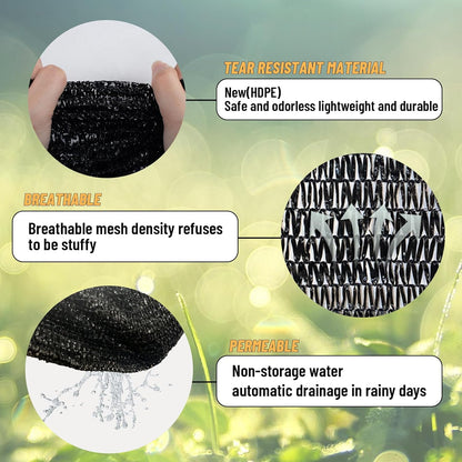 Cool Area 55% 6x12ft Sunblock Shade Cloth Cover Mesh UV Resistant Net for Garden Flower Plant Greenhouse, Black