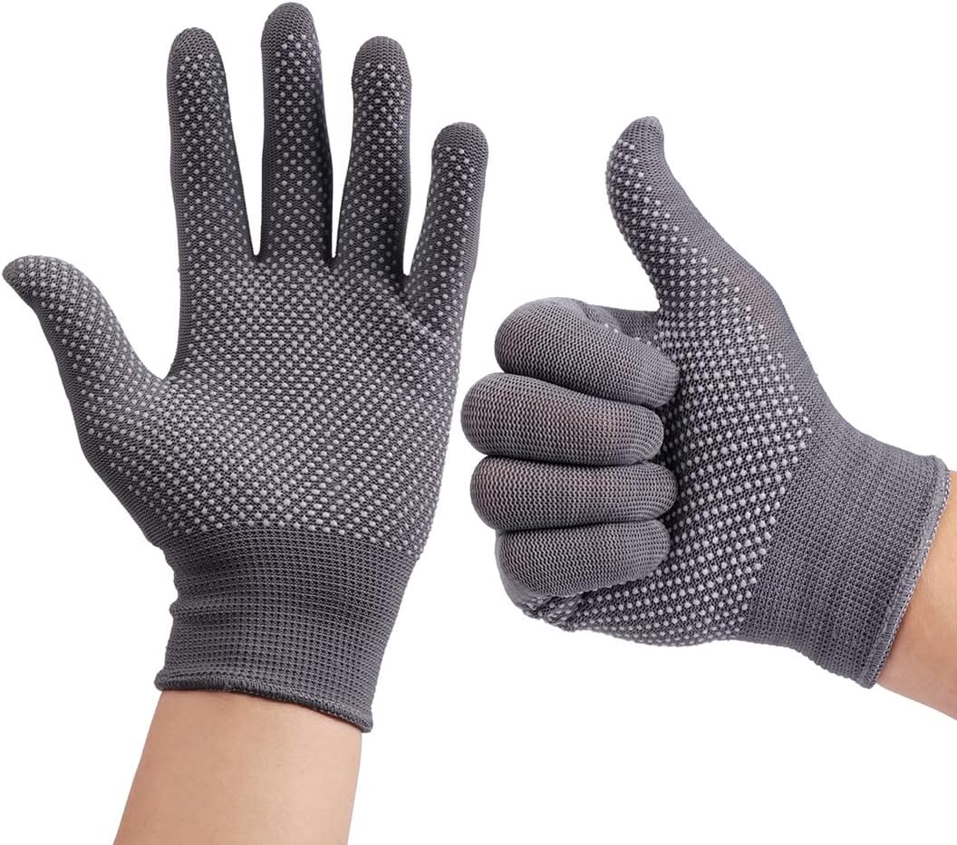 24Pcs Work Gloves Anti-slip Knitted Stretchy Cloth Glove Thin Moist Glove Liners