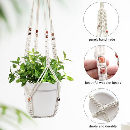 Belit 2 Pack Macrame Plant Hangers Indoor Hanging Planter Basket Decorative Flower Pot Holder Rope for Indoor Outdoor Home Decor