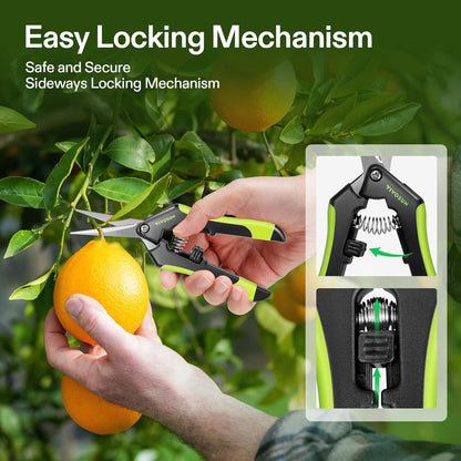 VIVOSUN 2-Pack Gardening Scissors 6.5 Inch Hand Pruner Pruning Shear with Straight Stailess Steel Blades, Black and Green