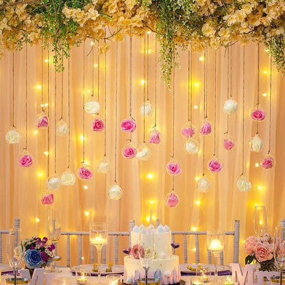 Sziqiqi Hanging Glass Globes Orbs Tea Light Candle Holders fillable with Trinkets for Wedding Ornaments, Wedding Birthday Christmas Party Centerpiece Accessory 2.36inch 10pcs +2 Extra