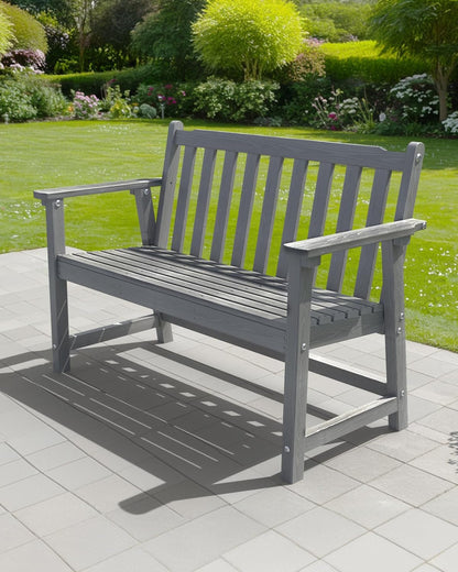 Outdoor Bench, 2-Person HDPE Garden Bench, All Weather Poly Patio Bench for Outdoors, Garden, Backyard, Porch and Park, 550 lbs Weight Capacity, Grey