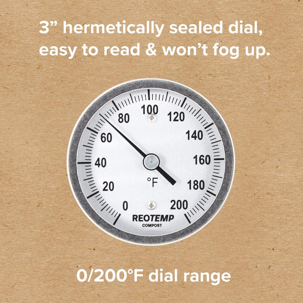 REOTEMP Heavy Duty Compost Thermometer - Fahrenheit (48 Inch Stem), Made in The USA