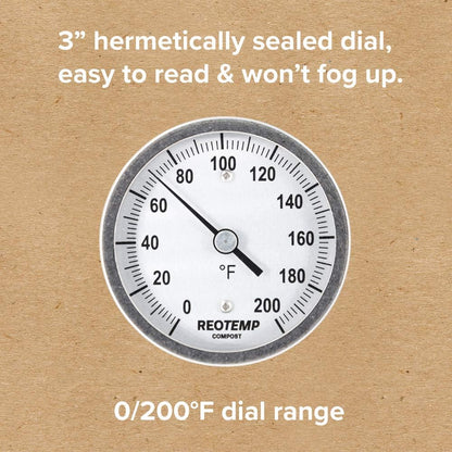 REOTEMP Heavy Duty Compost Thermometer - Fahrenheit (48 Inch Stem), Made in The USA