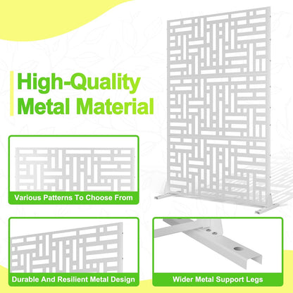 Outdoor Privacy Screen,72" H×47" W Metal Privacy Screen, Freestanding Privacy Fence Panels for Patio