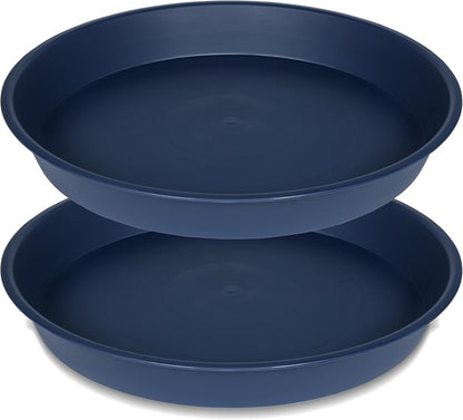 2 Pack of 14 inch Plant Saucers Bird Bath Bow Round, Plastic Plant Saucer Tray for Pots, White Planters for Indoor Plants, Plant Trays for Planter 12-15" (14", Blue)