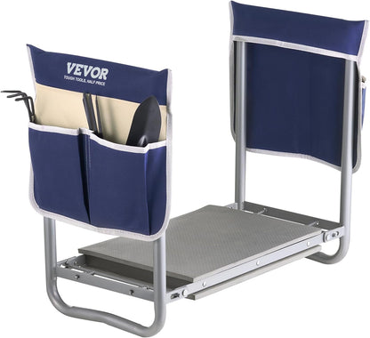 VEVOR Garden Kneeler and Seat Heavy Duty, Portable Garden Stool with 11'' EVA Kneeling Pad and 2 Tool Bags, Folding Garden Bench to Relieve Knee & Back Pain, Great Gifts for Seniors, Family Gardeners