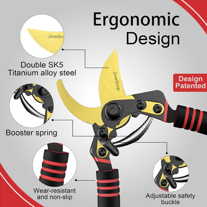 Professional Titanium Garden Shears Adjustable Opening Size Professional Bypass Pruning Shears for Plants, Hedges, and Flowers（Includes Scissors + Blade）