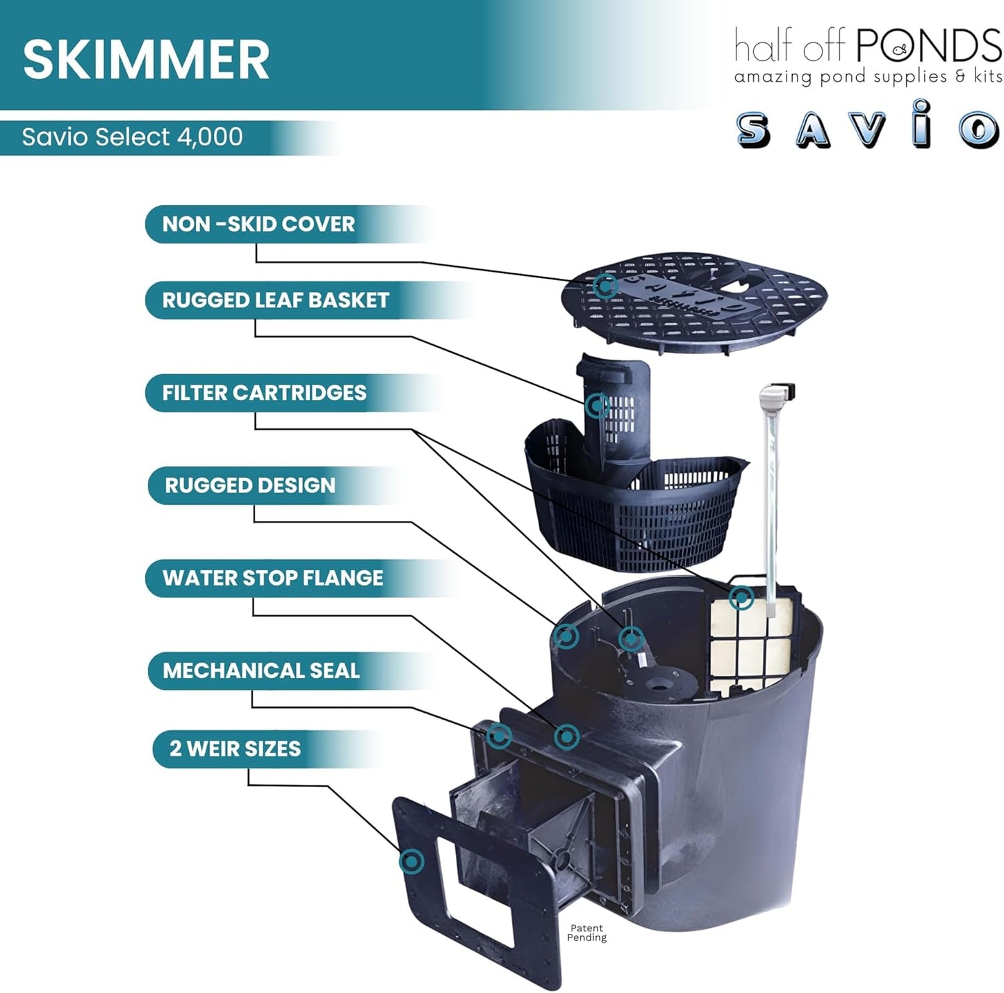 HALF OFF PONDS Savio Select 4,000 GPH Submersible Pump Pond Kit with 15' x 25' PVC Plastic Pond Liner, UV Clarifier for Water Garden & Koi Pond