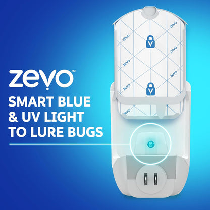 Zevo MAX Bug Catcher & Fly Trap for Indoors - Flying Insect Trap for Gnats, House & Fruit Flies - Use in Any Room - No-Mess Disposal (2 Plug in Bases & 3 Cartridges)