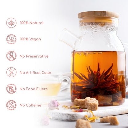 FreshDrinkUS, Premium 15 Flowering Tea Balls – Green Tea, Lily, Jasmine, Rose, Gomphrena & More – Beautiful Hand-Tied Blooming Teas for Relaxation & Wellness – Caffeine-Free. Ideal Gift for Tea Lovers